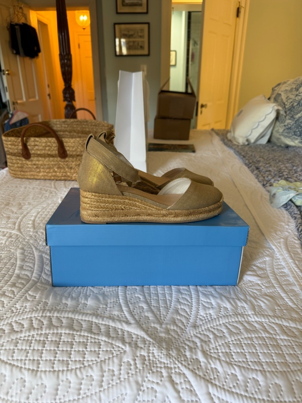 Jack Rogers Metallic Tan Wedge Espadrilles